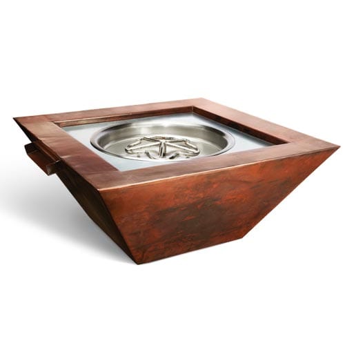 HPC Fire Inspired Fire and Water Table Standard Burner / Propane / Electronic Ignition 24VAC Unit HPC Fire Inspired - Sierra 36" Square Copper Gas Outdoor Fire Pit with Water