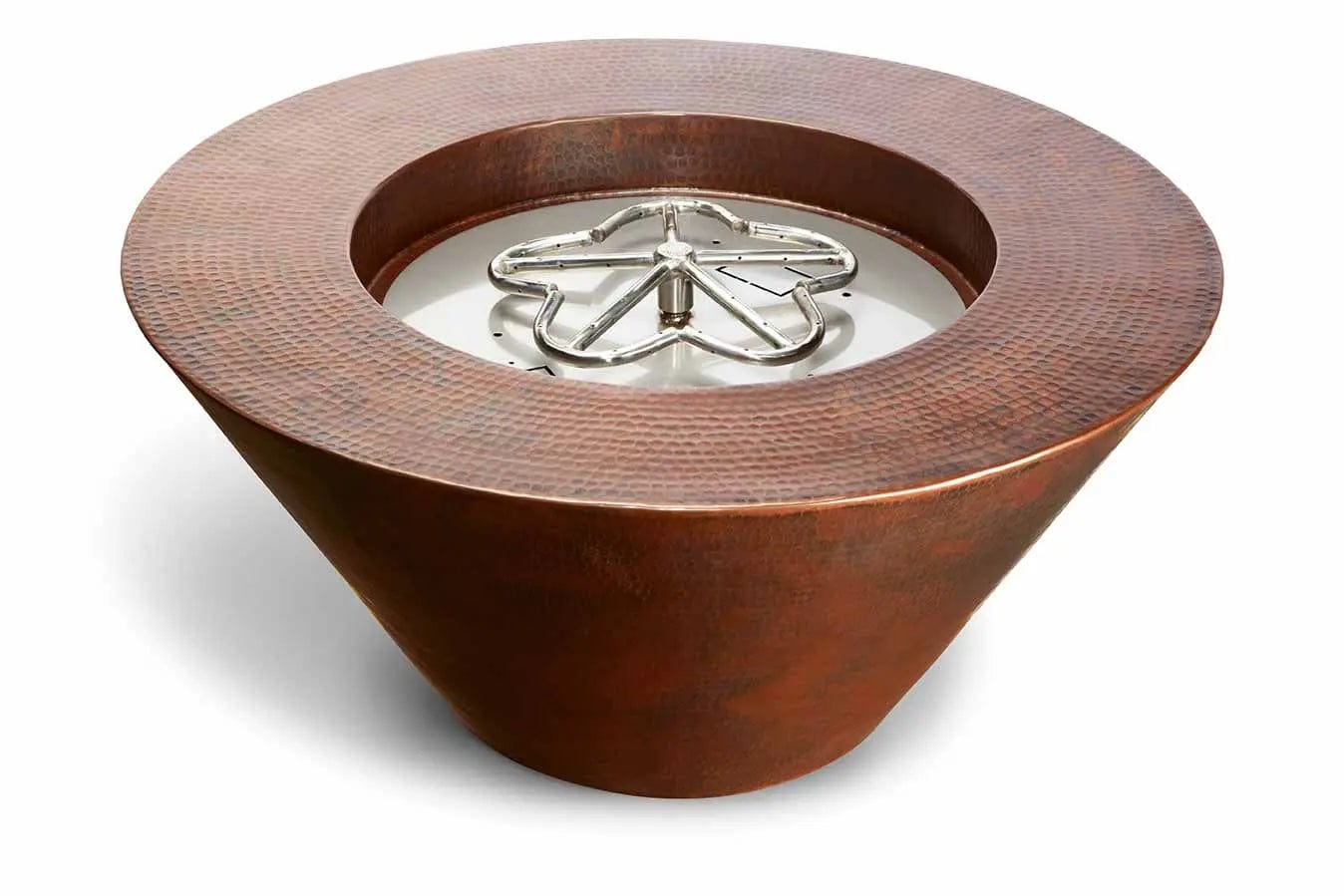 HPC Fire Inspired Fire Table Standard Burner / Propane / Electronic Ignition 120VAC Unit HPC Fire Inspired - Mesa 32-Inch Round Hammered Copper Gas Fire Bowl