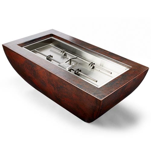 HPC Fire Inspired Fire Table Standard Burner / Propane / Electronic Ignition 120VAC Unit HPC Fire Inspired - Phoenix 47x25-Inch Linear Hammered Copper Gas Fire Bowl