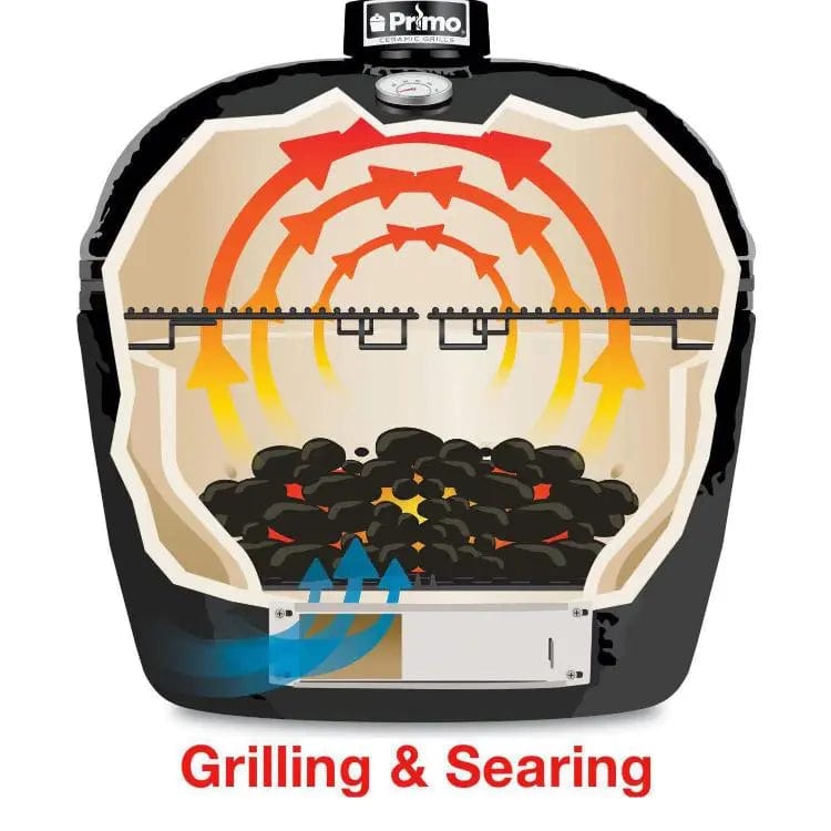 Primo Grills Charcoal Grill Primo Grills - All-In-One Oval Large 300 Ceramic Kamado Grill With Cradle, Side Shelves, And Stainless Steel Grates