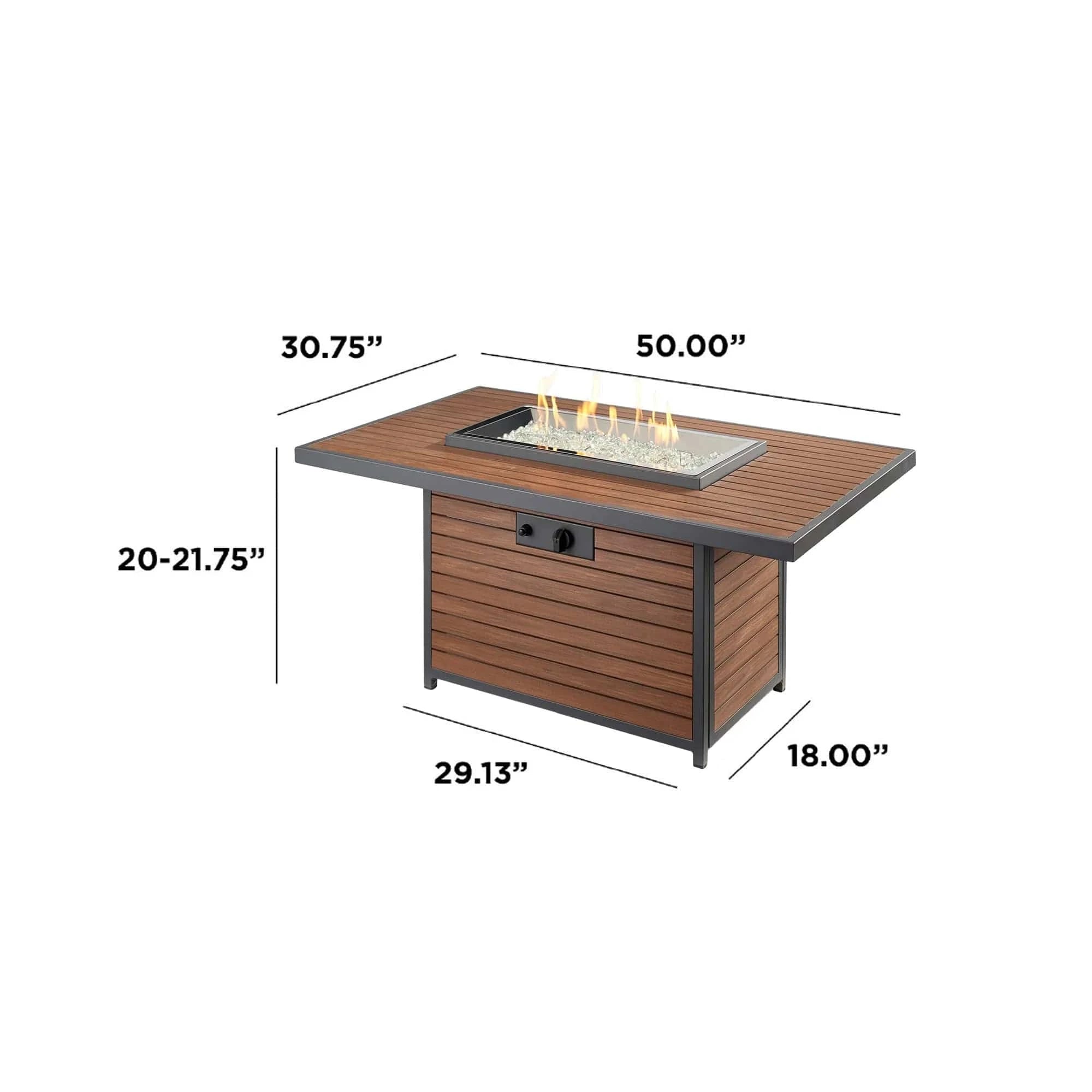 The Outdoor Greatroom Company Fire Table Outdoor Greatroom - Brooks Taupe Rectangular Gas Fire Pit Table - 50"