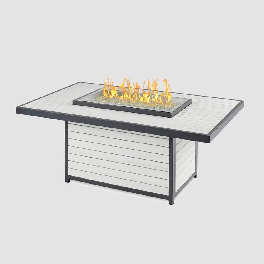 The Outdoor Greatroom Company Fire Table Outdoor Greatroom - Brooks White Rectangular Chat Height Gas Fire Pit Table - 50"