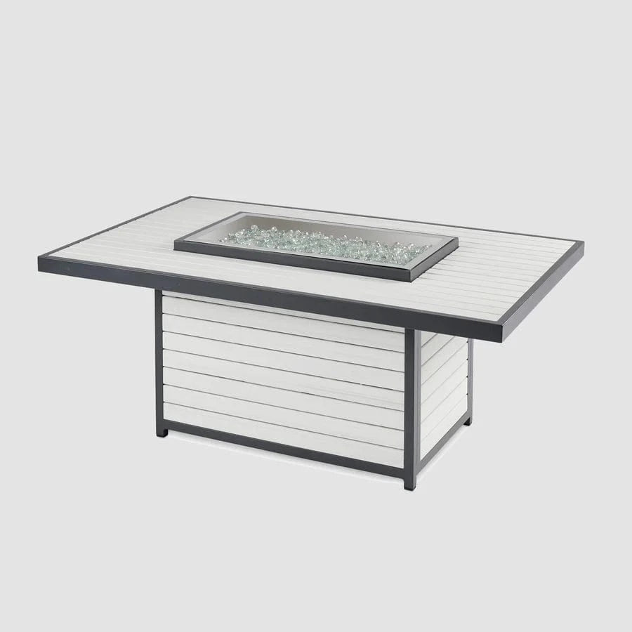 The Outdoor Greatroom Company Fire Table Outdoor Greatroom - Brooks White Rectangular Chat Height Gas Fire Pit Table - 50"