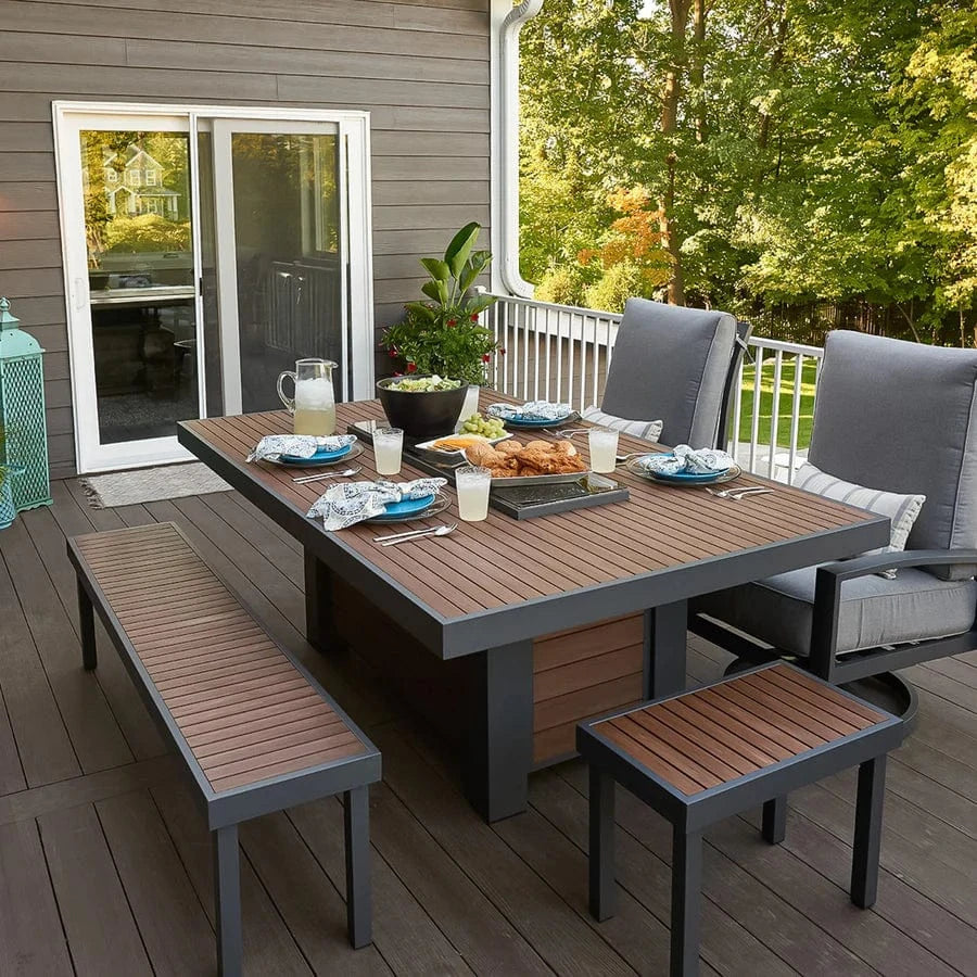The Outdoor Greatroom Company Fire Table Outdoor Greatroom - Kenwood Brown Linear Dining Height Gas Fire Pit Table - 81"