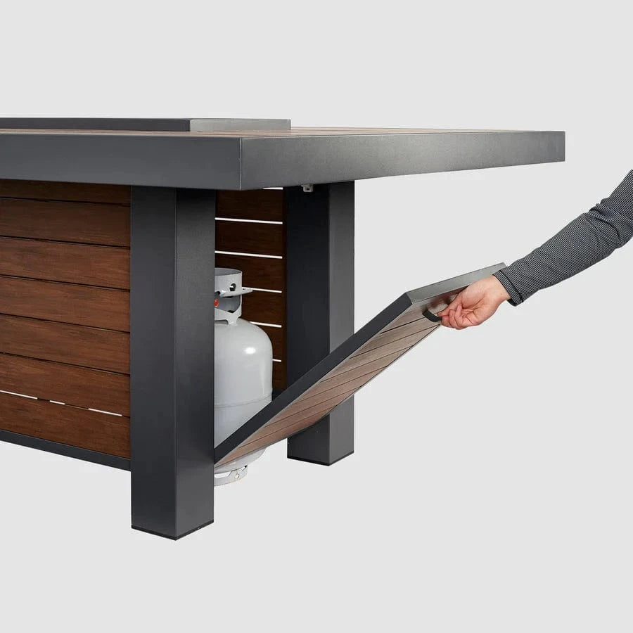 The Outdoor Greatroom Company Fire Table Outdoor Greatroom - Kenwood Brown Linear Dining Height Gas Fire Pit Table - 81"