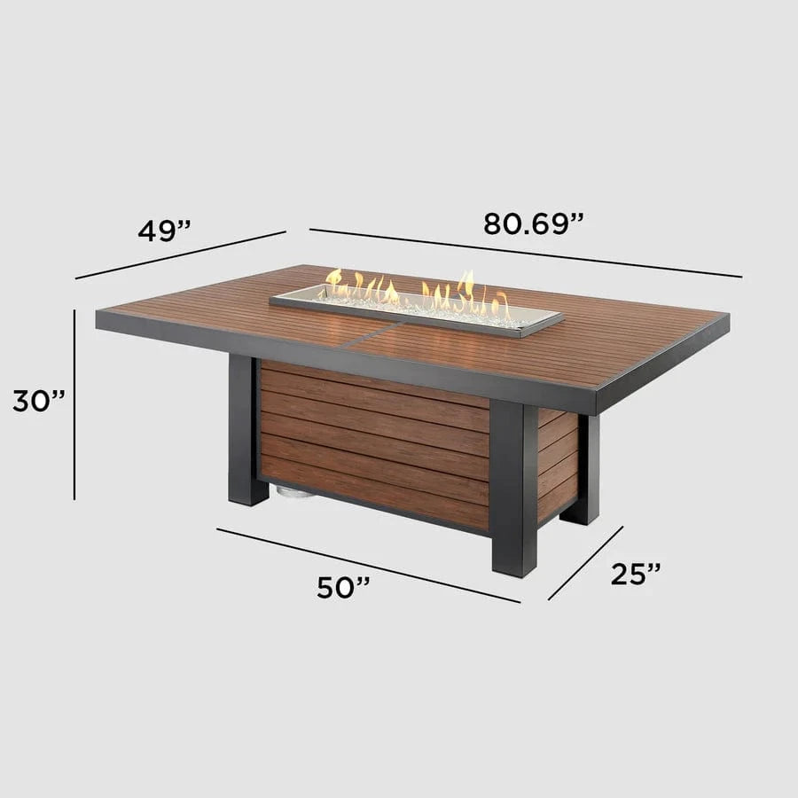 The Outdoor Greatroom Company Fire Table Outdoor Greatroom - Kenwood Brown Linear Dining Height Gas Fire Pit Table - 81"