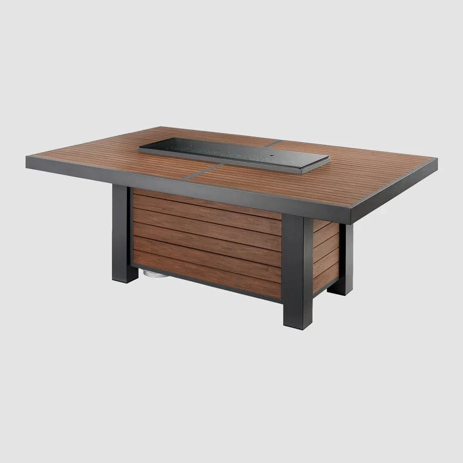 The Outdoor Greatroom Company Fire Table Outdoor Greatroom - Kenwood Brown Linear Dining Height Gas Fire Pit Table - 81"