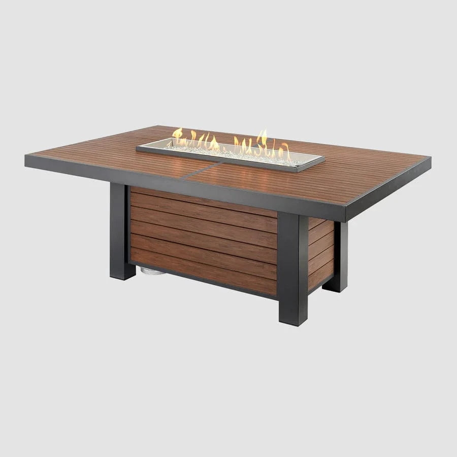 The Outdoor Greatroom Company Fire Table Outdoor Greatroom - Kenwood Brown Linear Dining Height Gas Fire Pit Table - 81"