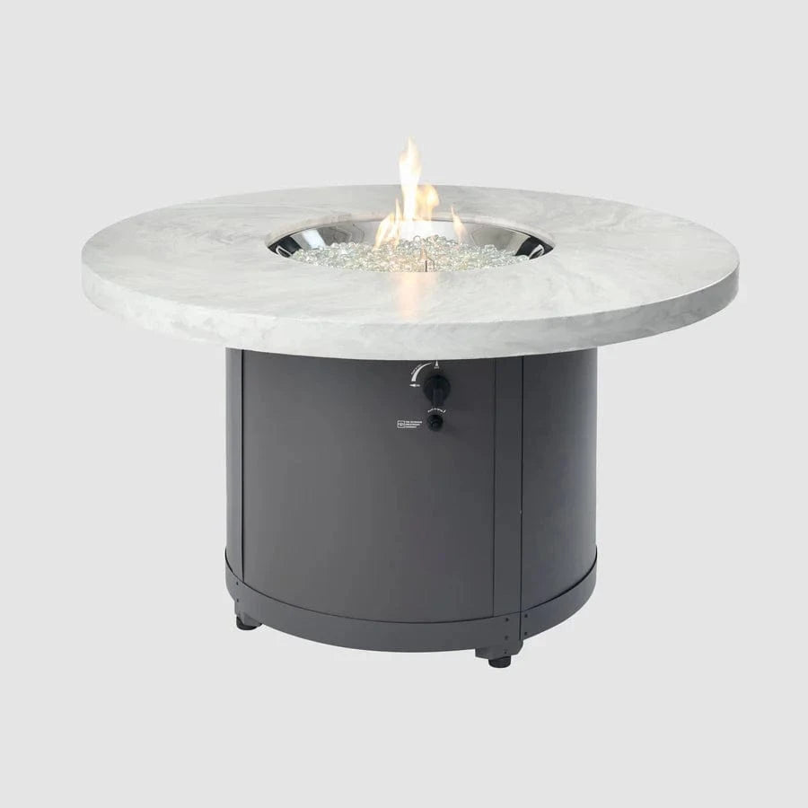 The Outdoor Greatroom Company Fire Table Outdoor Greatroom - White Onyx Beacon Round Gas Fire Pit Table - 48"