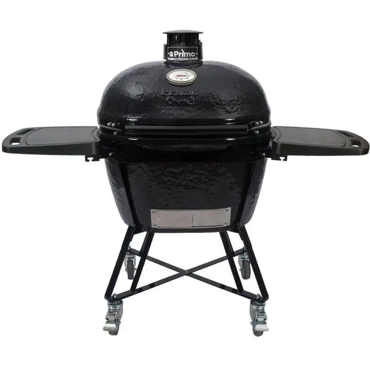 Primo - All-In-One Oval XL 400 Ceramic Kamado Grill With Cradle, Side Shelves, And Stainless Steel Grates