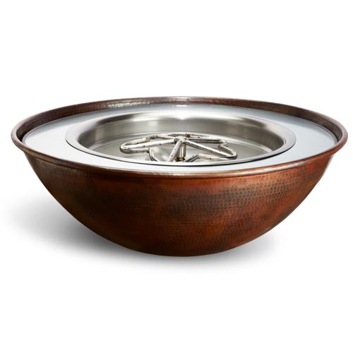 HCP Fire - Tempe 31" Round Hammered Copper Gas Fire Bowl HPC Fire