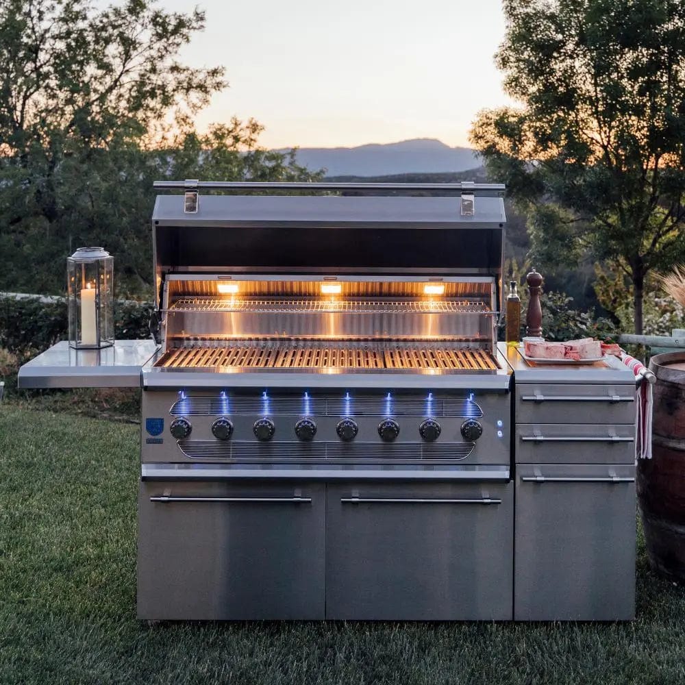 American Made Grills Natural Gas Grill American Made Grills Muscle 54-Inch Freestanding Hybrid Outdoor Grill - Natural Gas