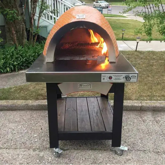 HPC Fire Hybrid Gas/Wood Forno Oven w/EI, Black Cart & Black Onyx Mosaic Tile - Shop Outdoor Kitchen