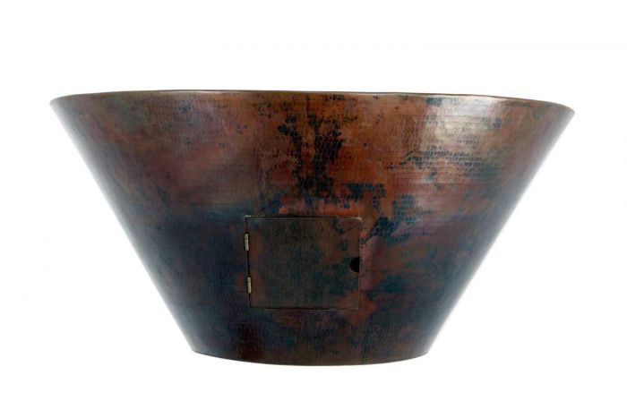 HCP Fire - Mesa 32-Inch Round Hammered Copper Gas Fire and Water Bowl HPC Fire