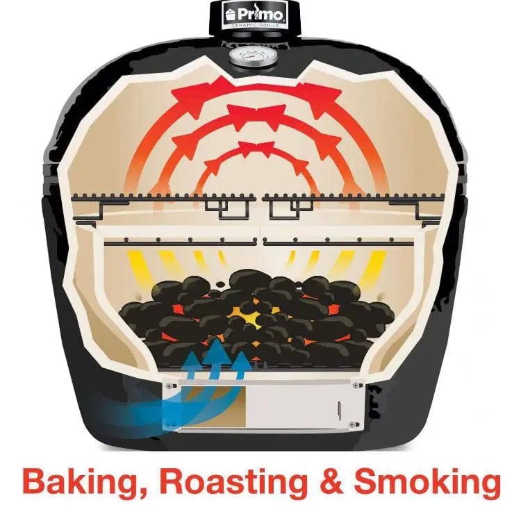 Primo Grills Charcoal Grill Primo Grills - All-In-One Oval Large 300 Ceramic Kamado Grill With Cradle, Side Shelves, And Stainless Steel Grates