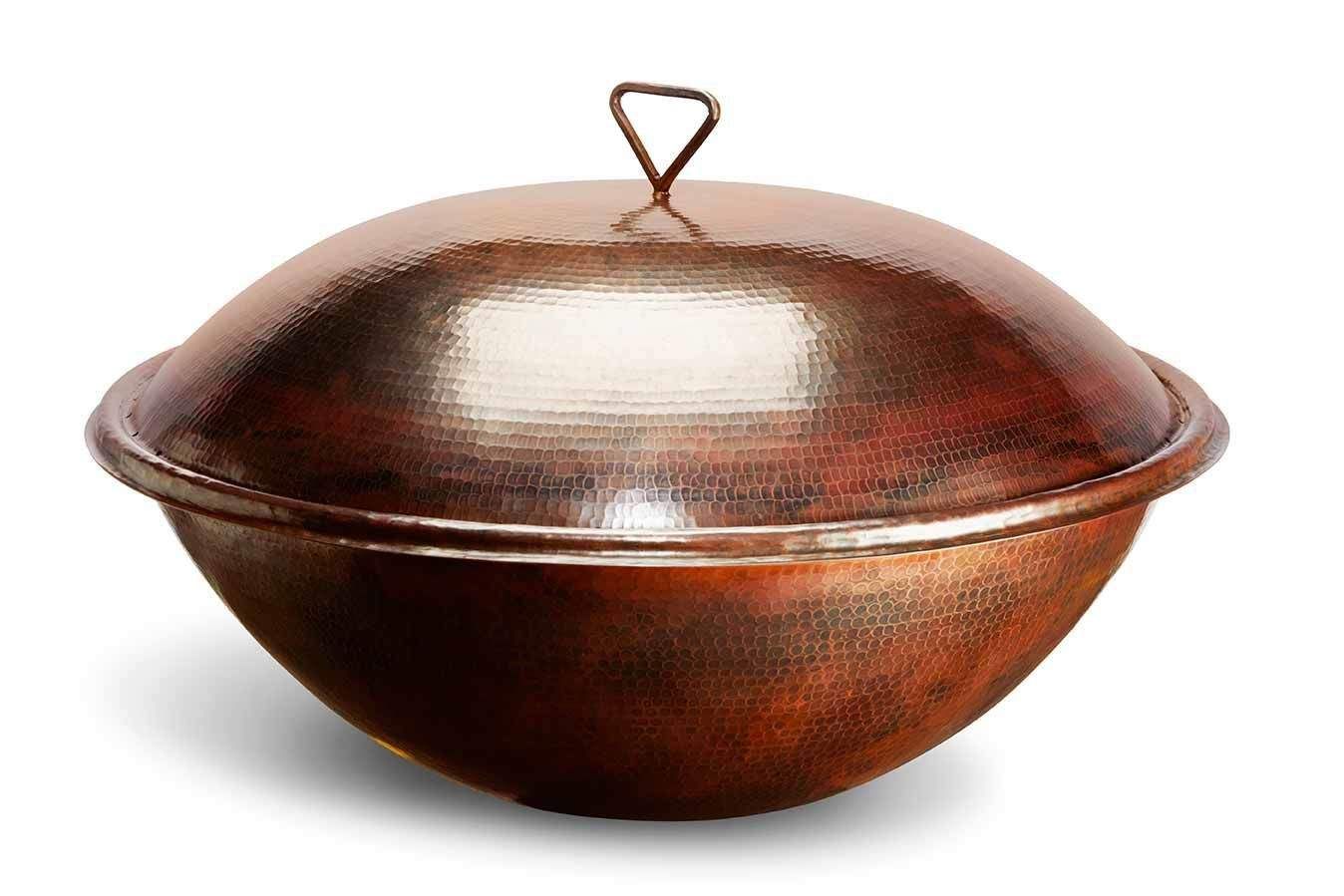 HCP Fire - Tempe 31" Round Hammered Copper Gas Fire Bowl HPC Fire