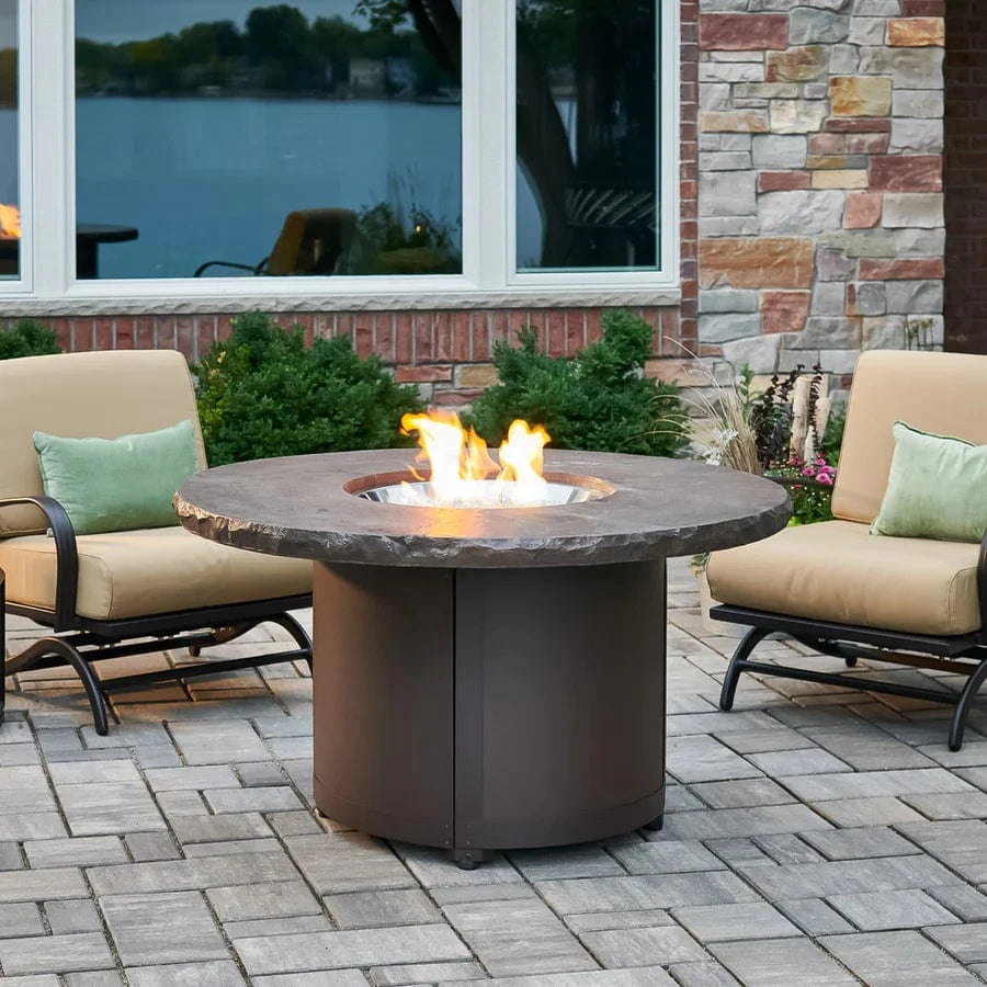 The Outdoor Greatroom Company Fire Table Outdoor Greatroom - Marbleized Noche Beacon Round Gas Fire Pit Table - 48"