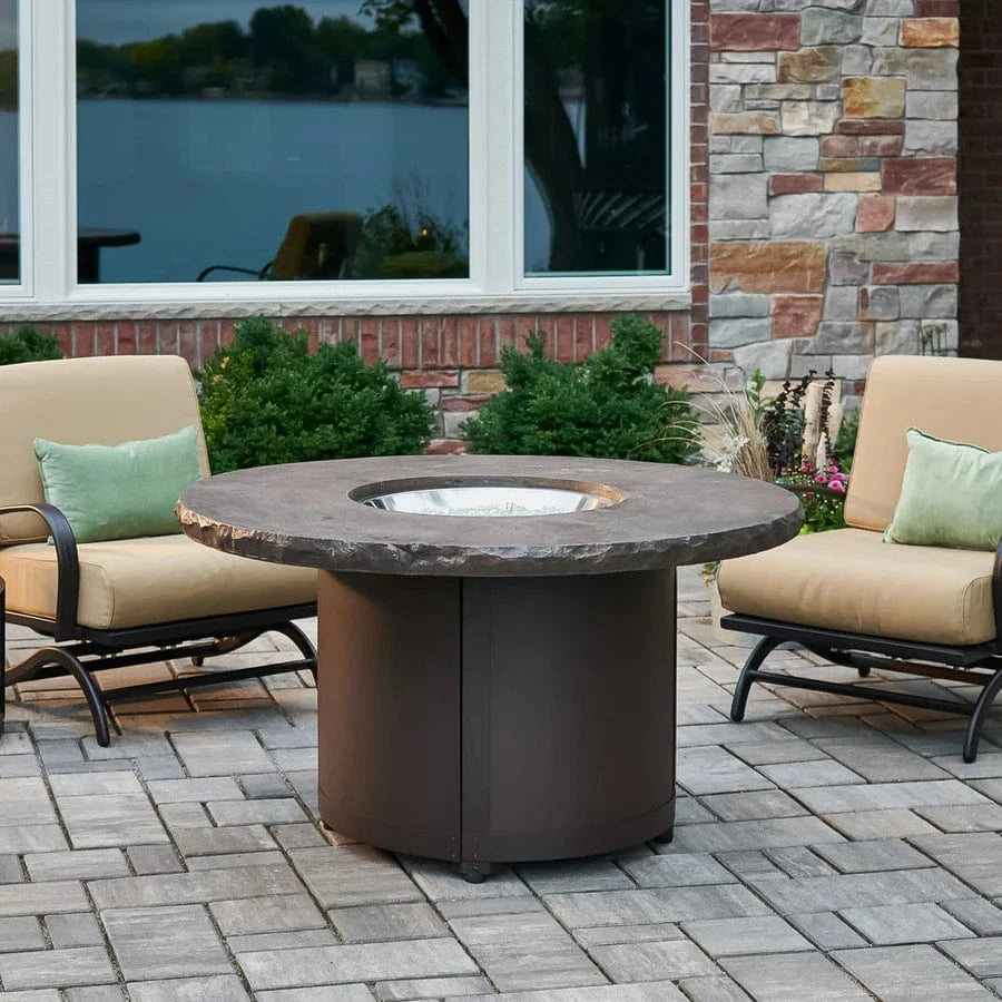 The Outdoor Greatroom Company Fire Table Outdoor Greatroom - Marbleized Noche Beacon Round Gas Fire Pit Table - 48"