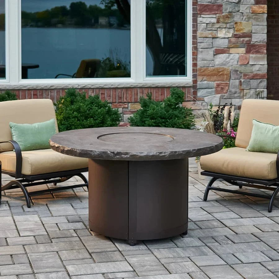 The Outdoor Greatroom Company Fire Table Outdoor Greatroom - Marbleized Noche Beacon Round Gas Fire Pit Table - 48"