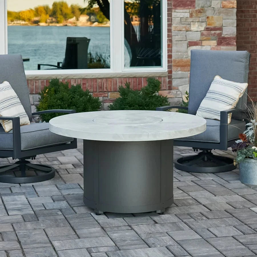 The Outdoor Greatroom Company Fire Table Outdoor Greatroom - White Onyx Beacon Round Gas Fire Pit Table - 48"