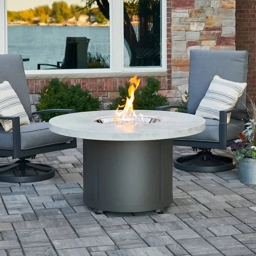 The Outdoor Greatroom Company Fire Table Outdoor Greatroom - White Onyx Beacon Round Gas Fire Pit Table - 48"