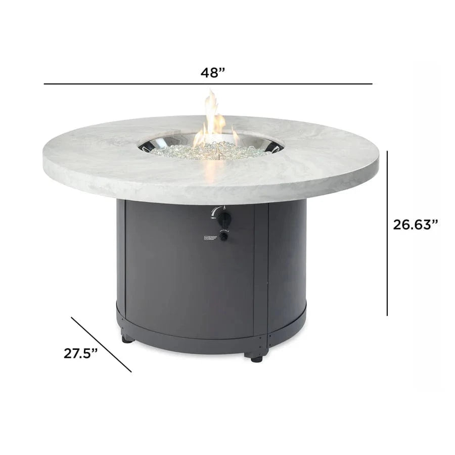 The Outdoor Greatroom Company Fire Table Outdoor Greatroom - White Onyx Beacon Round Gas Fire Pit Table - 48"