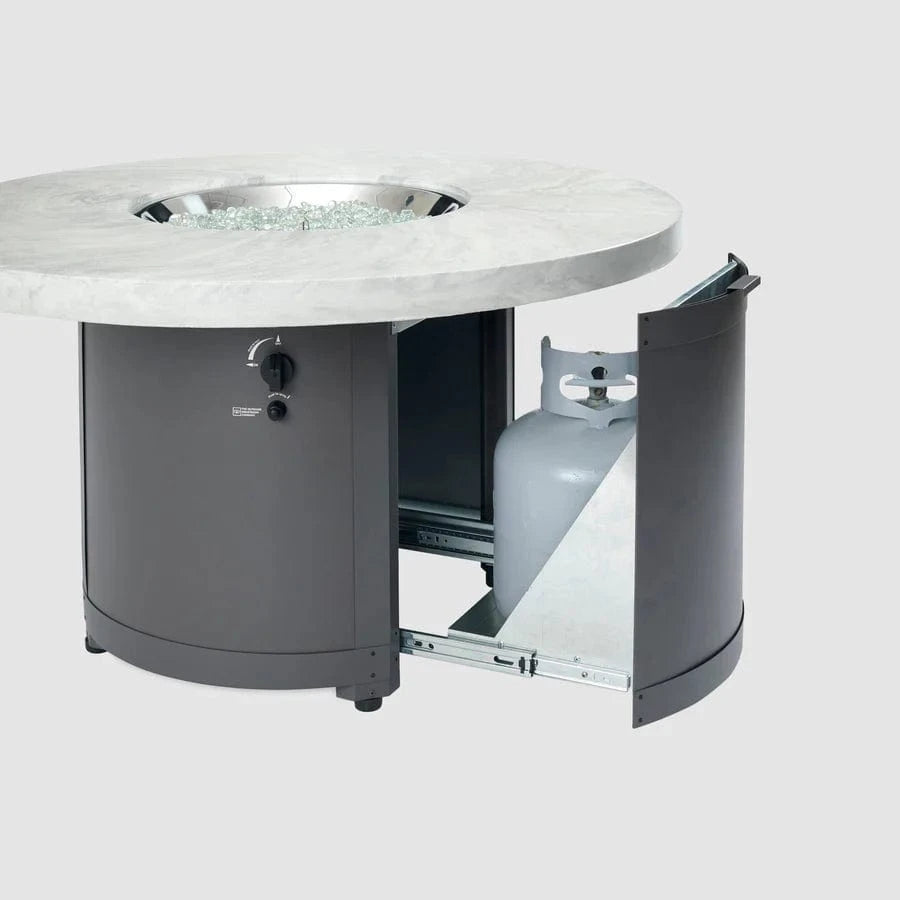 The Outdoor Greatroom Company Fire Table Outdoor Greatroom - White Onyx Beacon Round Gas Fire Pit Table - 48"